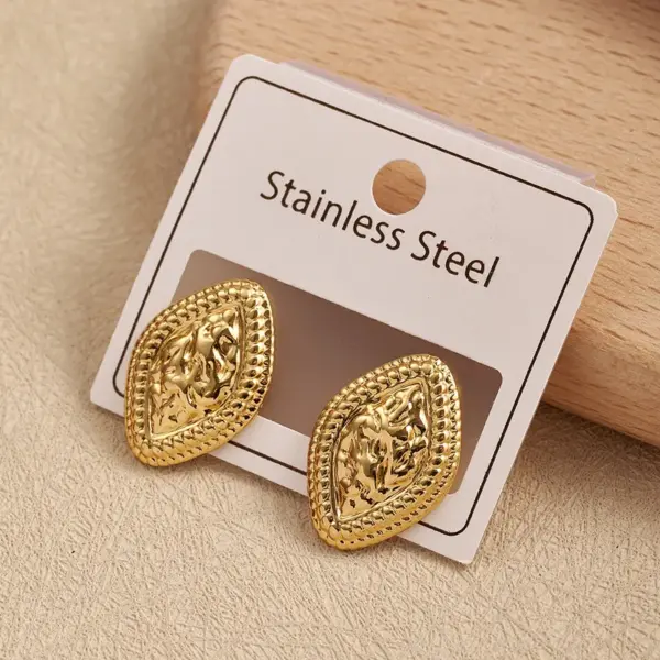 Geometric Heart Triangle Shaped Earrings Ins Style Electroplated 304 Stainless Steel Fashionable Women's Hoop Earrings