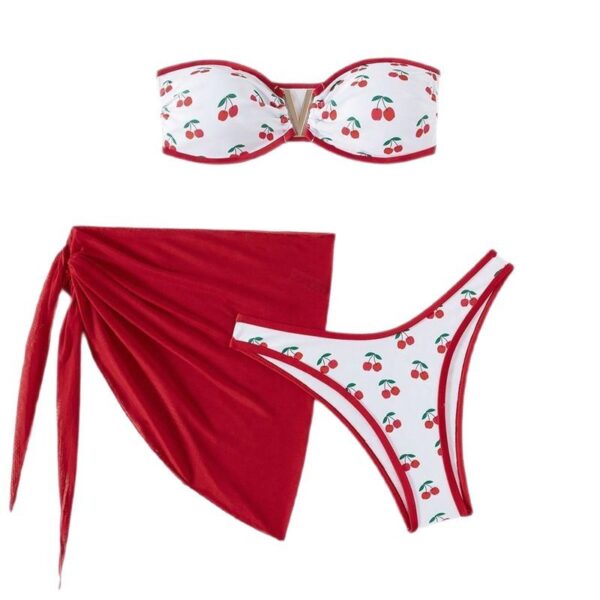 Wholesale 2025 new European and American split skirt bikini three-piece cross-border Amazon printed sexy bikini