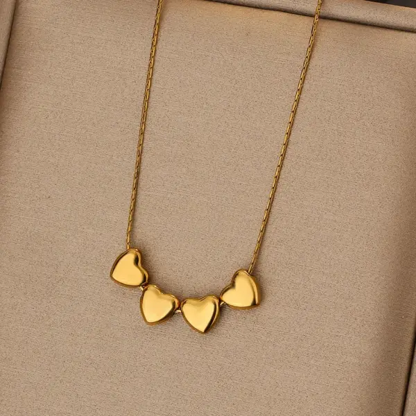 Simple Style Heart/Geometric/Water Ripple Design Necklace Suitable For Women To Wear 304 Stainless Steel Vacuum Plating (Furnace)
