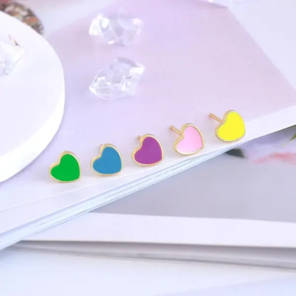 Wholesale Simple Style Heart Plating Copper Earrings Ear Studs
