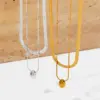 Wholesale PVD Coated Real Gold Plated 16K White Plating Water Droplets 304 Stainless Steel Simple Style Waterproof Non Tarnish Double Layer Necklaces