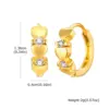 201 Stainless Steel Heart Shape Flower PVD Coated Zircon Real Gold Plated 18K Gold Basic Simple Style Waterproof Non Tarnish Earrings