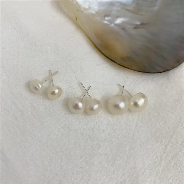Wholesale 1 Pair Retro Solid Color Plating Freshwater Pearl Ear Studs
