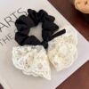 Wholesale White Lace Bow Large Intestine Hair Ring Korean Style Hair Rope Internet Popular New Style Women's Hair Rope Hair Rope