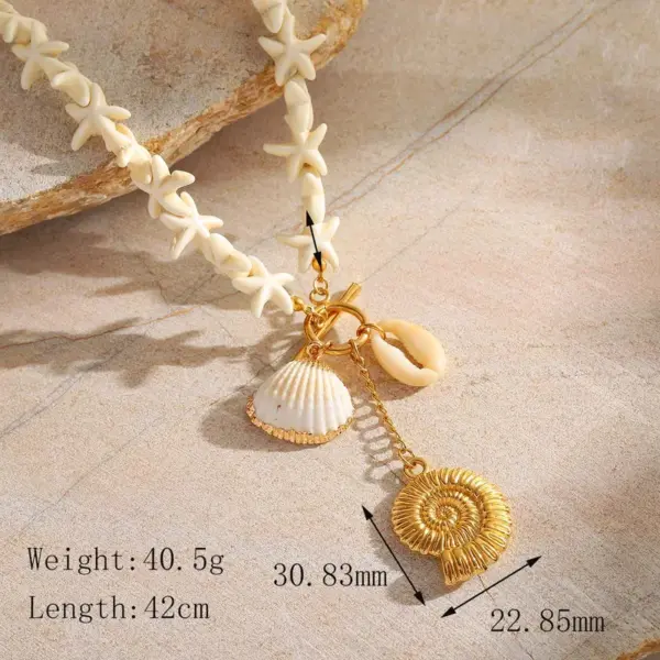 Wholesale Jewelry Beach Sweet Conch Shell 304 Stainless Steel Acrylic 18K Gold Plated Plating Inlay Cord In Chain Multi Charms Necklace