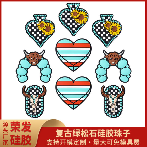 Wholesale Factory Direct Sales Small Daisy Silicone Beads Cartoon Highland Cow Straight Hole Beads Kidsren's Jewelry Sunflower Beads DIY