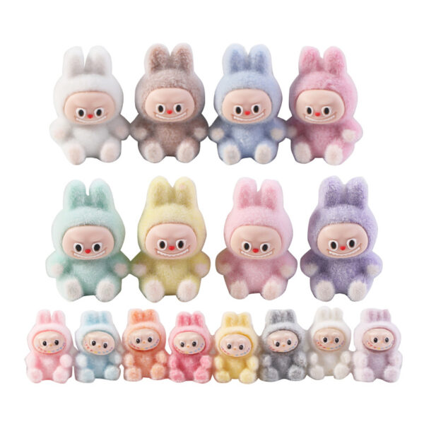 Wholesale Mini Flocked Bunny Blind Box DIY with Perforated Jewelry Accessories Keychain Pendant Cultural and Creative Gifts Resin Accessories