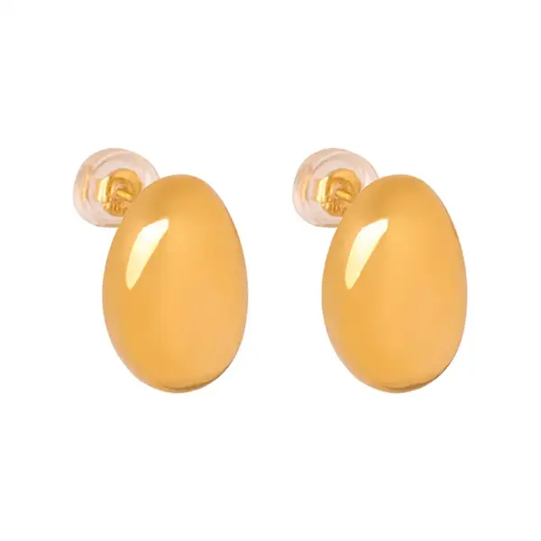 304 Stainless Steel Solid Color PVD Coated 18K Gold Plated Real Gold Plated 18K Gold Simple Style Waterproof Non Tarnish Plating Gold Sier Ear Studs