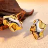 Wholesale PVD Coated Real Gold Plated 18K Gold Color Block 304 Stainless Steel Elegant Classic Style Waterproof Non Tarnish Ear Studs