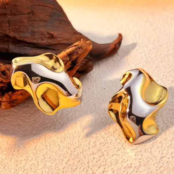 Wholesale PVD Coated Real Gold Plated 18K Gold Color Block 304 Stainless Steel Elegant Classic Style Waterproof Non Tarnish Ear Studs