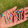 Wholesale Large Candy Cane Christmas Colorful Stripesd Rainbow Candy Pendant Earrings