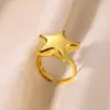 Wholesale PVD Coated Real Gold Plated Round Star Heart Shape 304 Stainless Steel Simple Style Classic Style Waterproof Non Tarnish Open Rings