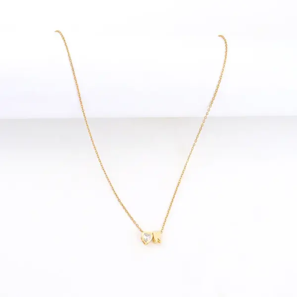 Letter Heart Shape 201 Stainless Steel Artificial Crystal Copper Elegant Simple Style Classic Pendant Necklace