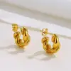 Wholesale 304 Stainless Steel C Shape PVD Coated 18K Gold Plated 18K Gold Simple Style Classic Style Waterproof Non Tarnish Plating Gold Ear Studs
