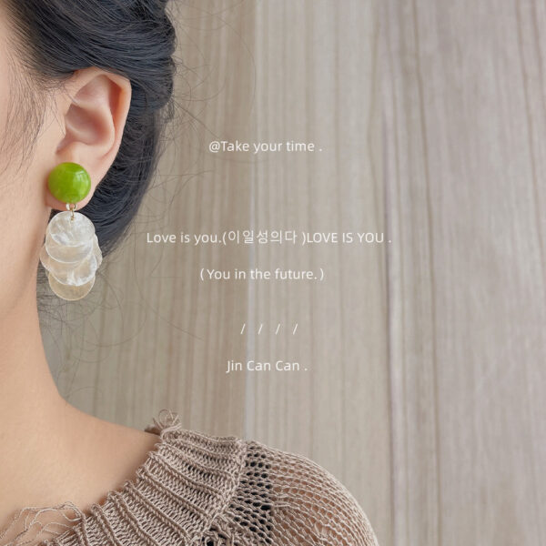 Wholesale Summer New Style ~ Forest Style Fresh Natural Shell 925 Silver Needle Handmade Design Earrings Green Earrings