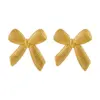 Wholesale 304 Stainless Steel Irregular Bow Knot Shell PVD Coated 18K Gold Plated Elegant Ear Studs