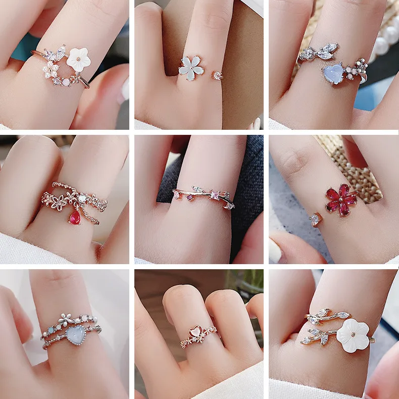 Wholesale Geometric Flower Copper Sweet Rings