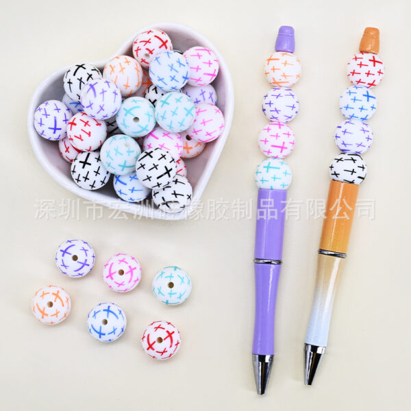 Wholesale [Hongzhou] Cross Watermark Food Grade Silicone Round Beads Baby Teether DIY Jewelry Loose Beads Ready for Sale