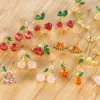 Wholesale 1 Pair Cute Simple Style Cherry Fruit Plating Copper Zircon Ear Studs