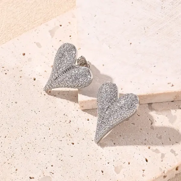1 Pair IG Style Vacation Modern Style Heart Shape Polishing Plating Inlay Copper Zircon 18K Gold Plated White Gold Plated Ear Studs