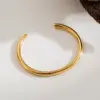 Wholesale Casual Classic Style Commute Solid Color 304 Stainless Steel 14K Gold Plated Bangle In Bulk