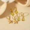 Wholesale 1 Pair Marine Style Simple Style Starfish Snails Shell Plating 304 Stainless Steel 18K Gold Plated Drop Earrings