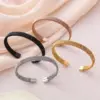 Wholesale C Shape Solid Color Stainless Steel INS Style Simple Style Cuff Bracelets