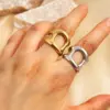 PVD Coated Real Gold Plated 18K Gold Geometric 304 Stainless Steel Retro Simple Style Waterproof Non Tarnish Open Rings