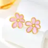 Wholesale Real Gold Plated Flower 304 Stainless Steel Glam Romantic Waterproof Non Tarnish Ear Studs