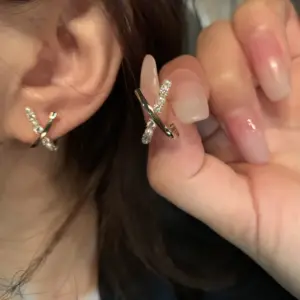 39#E5601 Gold Cross Pearl Earrings / 925 Silver