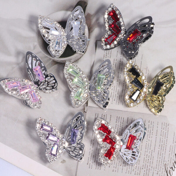 Wholesale DIY heavy-duty alloy hollow butterfly rhinestone beads with straight holes