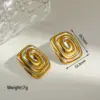 PVD Coated Real Gold Plated 18K Irregular Spiral 304 Stainless Steel IG Style Modern Classic Waterproof Non Tarnish Ear Studs