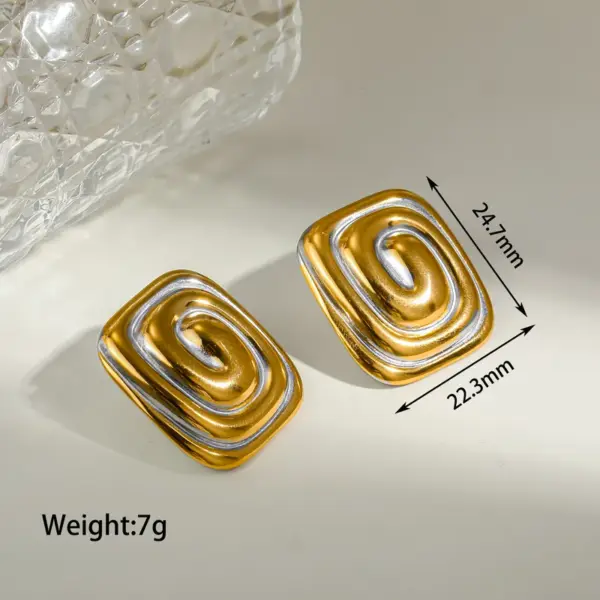 PVD Coated Real Gold Plated 18K Irregular Spiral 304 Stainless Steel IG Style Modern Classic Waterproof Non Tarnish Ear Studs