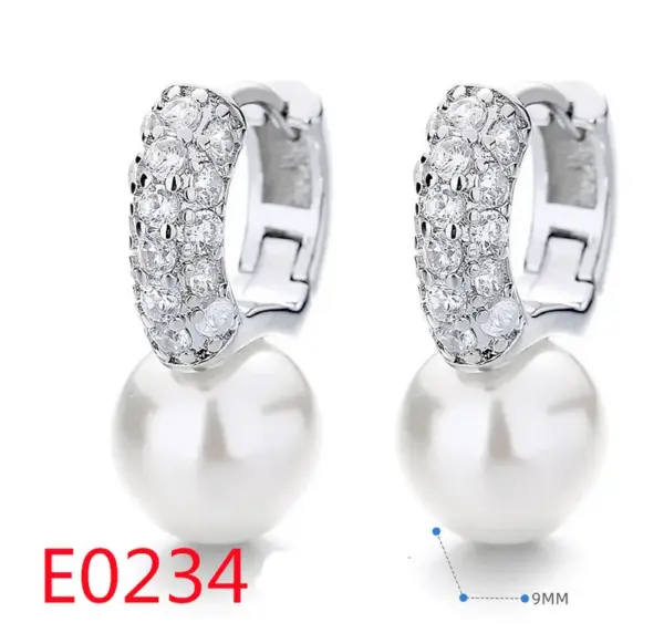 Wholesale 1 Pair Elegant Streetwear U Shape Round Inlay Copper Artificial Pearls Zircon Drop Earrings