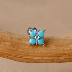 E1240-9-Silver-Blue Diamond-1pc