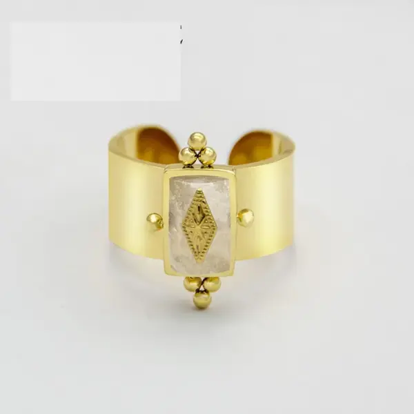 Wholesale PVD Coated 18K Gold Real Gold Plated Geometric 304 Stainless Steel Retro Waterproof Non Tarnish