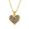 Wholesale Copper Inlaid Zircon Heart Necklace