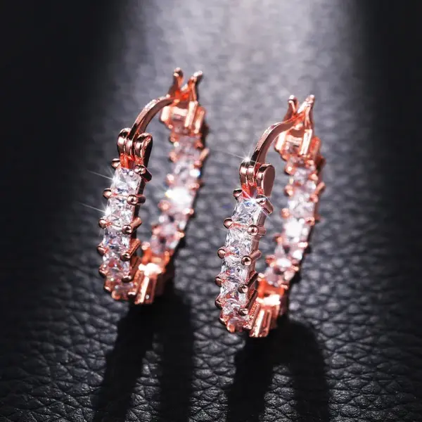 Wholesale New Zircon Thin Female European And American Copper Gold-plated Fashion Copper Earrings