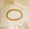 Wholesale 304 Stainless Steel Devil'S Eye PVD Coated 18K Gold Plated Simple Style Beaded Plating Gold Bracelets