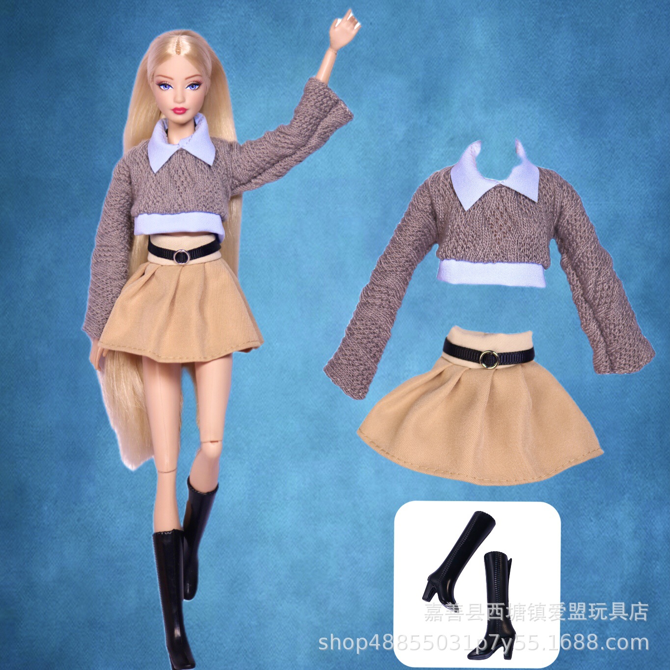 Wholesale Doll Clothes 30cm suit Sweater Pleated Skirt