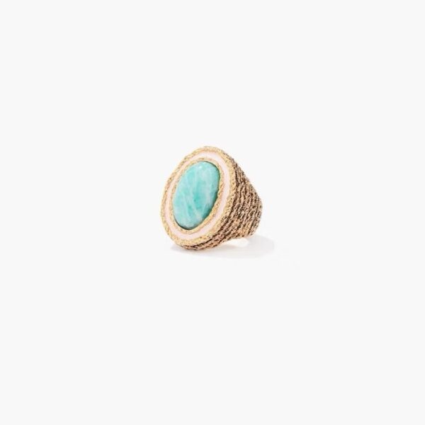 Wholesale French niche design Aurel * eBider * ann turquoise ring Vintage middle ancient gold ring