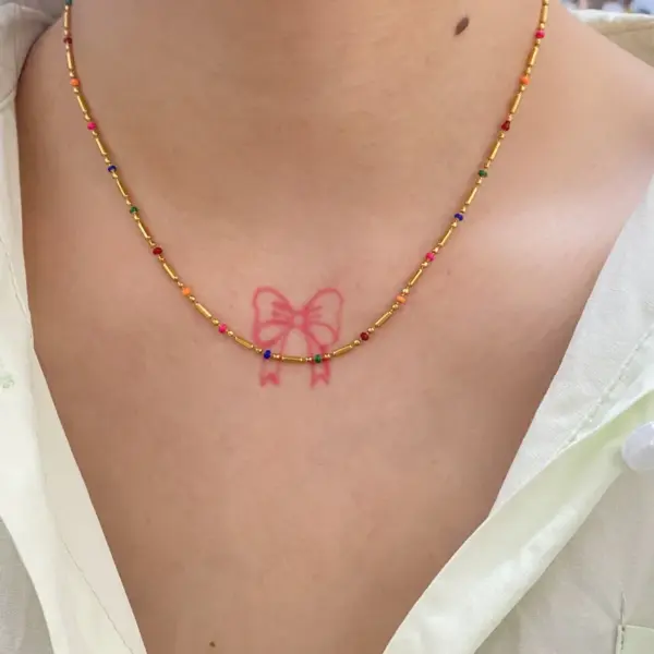 Wholesale Retro Colorful Stainless Steel Necklace