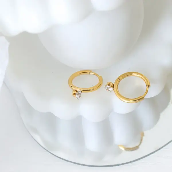 PVD Coated Real Gold Plated 18K Gold Round 304 Stainless Steel Elegant Waterproof Non Tarnish Earrings