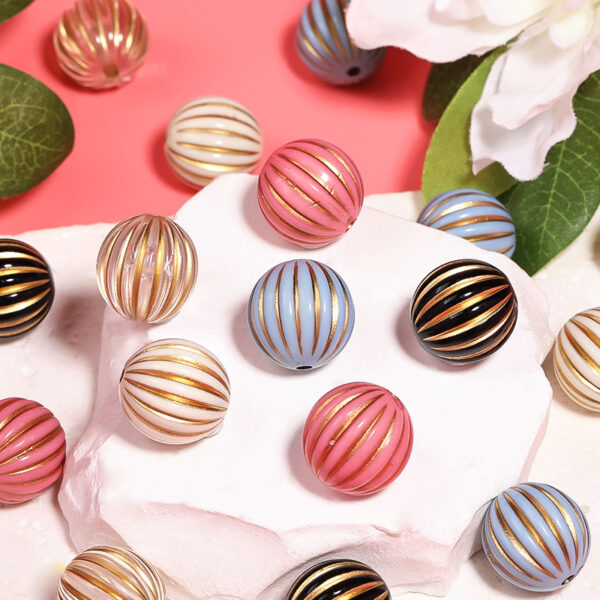 Wholesale 16mm acrylic bronzing lantern beads gold pumpkin beads diy mobile phone chain keychain beads loose beads