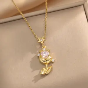 501 Gold Heart Tulip Necklace