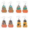 oly-fdae7e77ad1ae5fc2adc386da70272a3 Wholesale Cross-border New Thanksgiving Autumn Harvest Wave Plaid Pumpkin Flower Pendant Earrings Wooden Double-sided Earrings