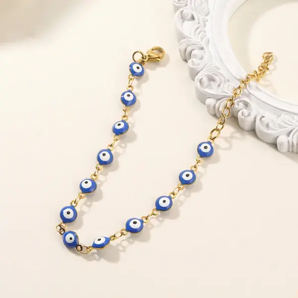 Wholesale PVD Coated 18K Gold Plated Devil's Eye 201 Stainless Steel Simple Style Waterproof Non Tarnish 201 Stainless Steel Bracelets