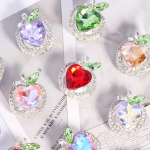 Wholesale Double-sided alloy apple four-hole straight hole loose beads beaded DIY keychain accessories
