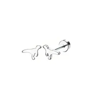 Silver / One Size / Dinosaur Stud Earrings