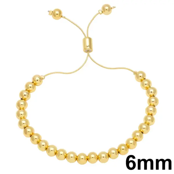 Wholesale Basic Fashion Simple Style Round Copper Beaded Plating 18k Gold Plated Bracelets